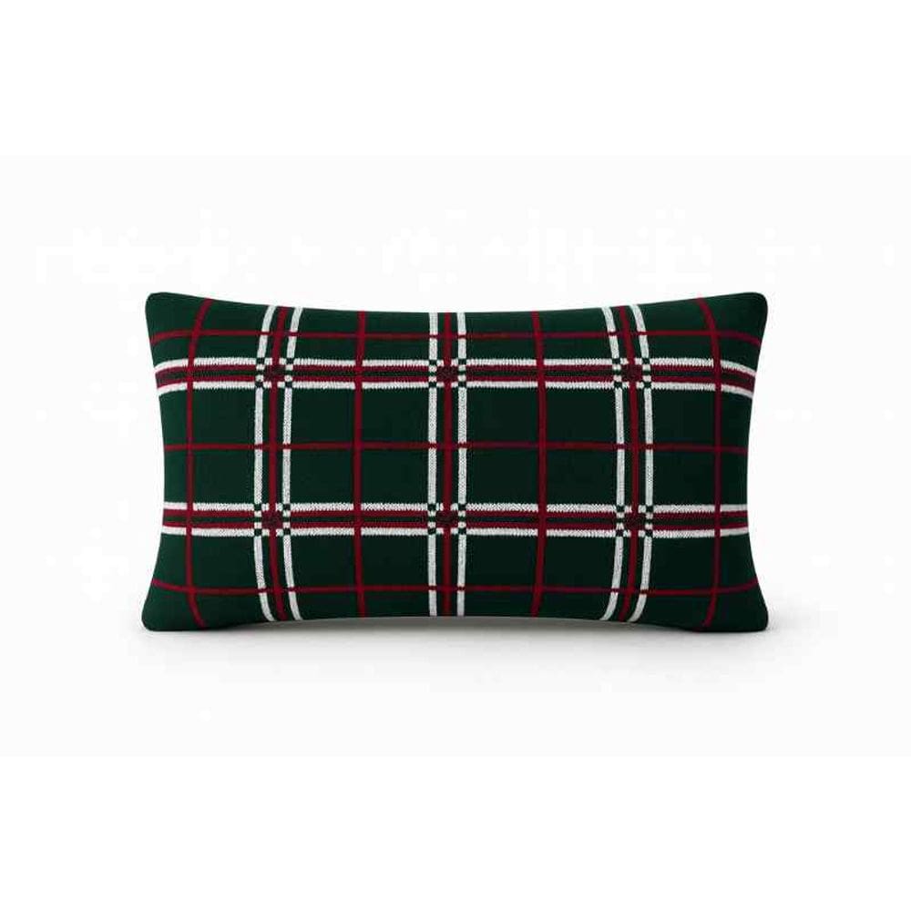 Almofada Natalina Xadrez 55x35 Verde/Vermelho/Branco Big Tricot
