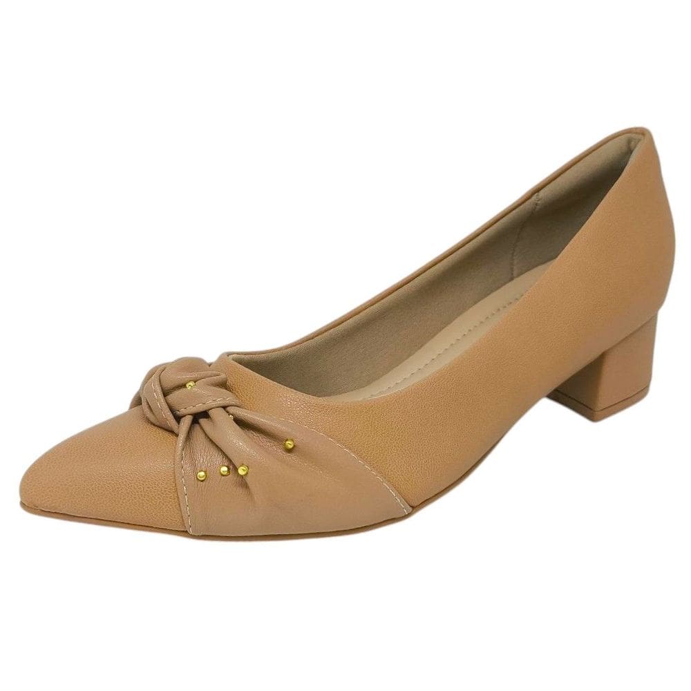 Sapato Feminino Salto Baixo Laço Detalhes Strass Piccadilly