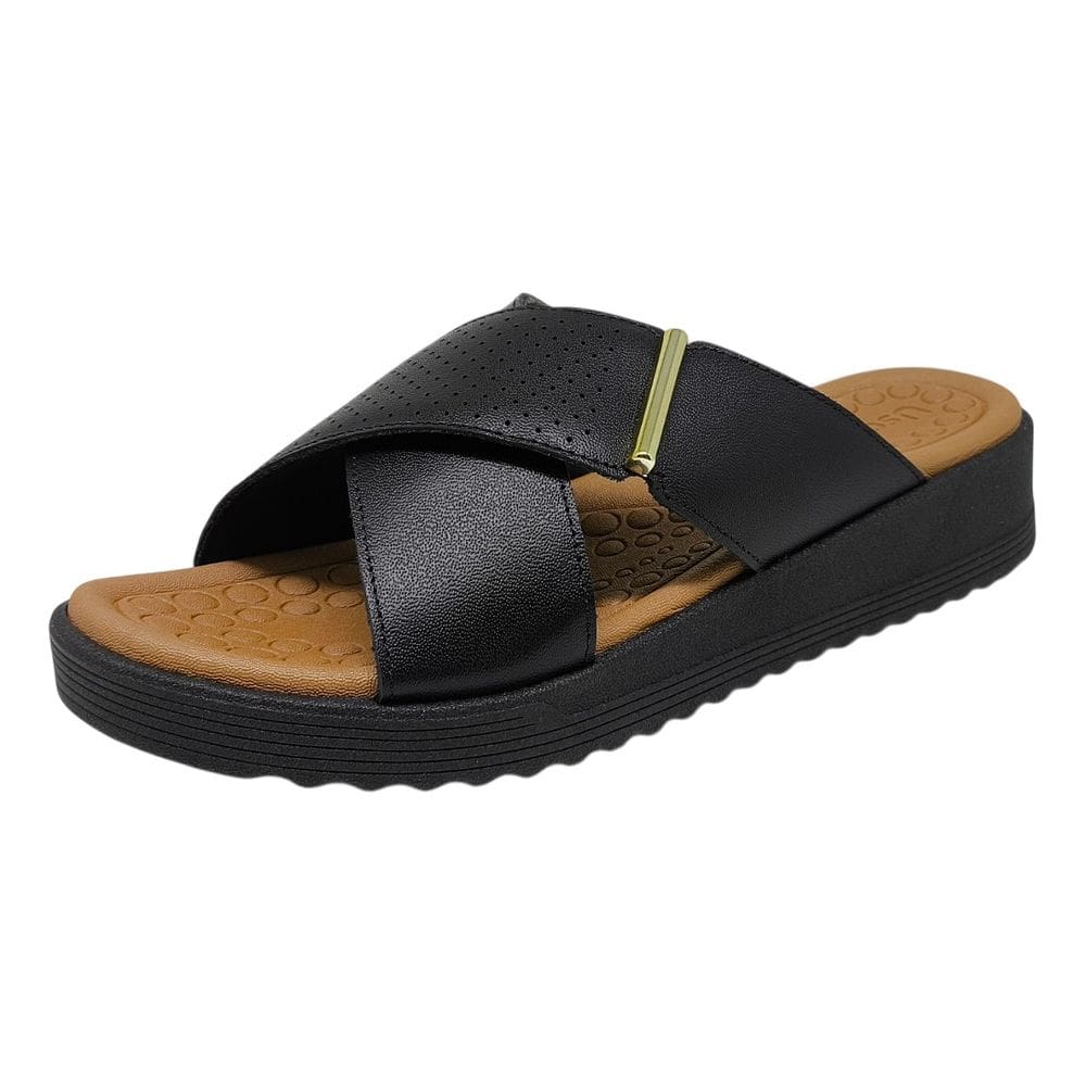 Tamanco Feminino Conforto Couro Anabela Baixo Usaflex