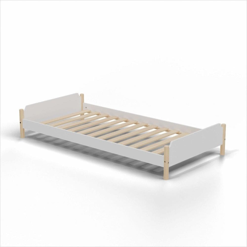 Cama Auxiliar Solteiro Empilhável Arredus Branco/Natural