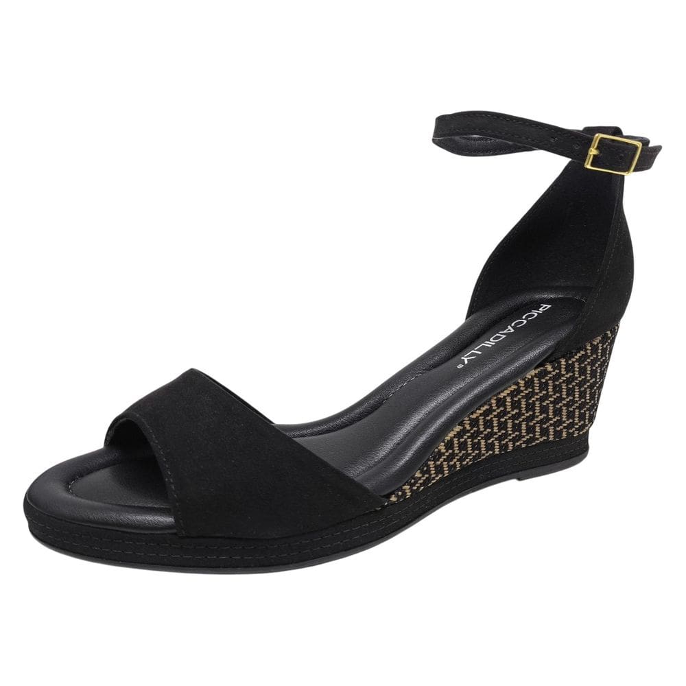 Sandália Feminina Anabela Média Macia Ajustável Piccadilly