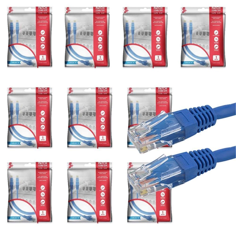 10 Cabo De Rede Rj45 1M Ethernet Patch Cord Cat5E 1 Metro