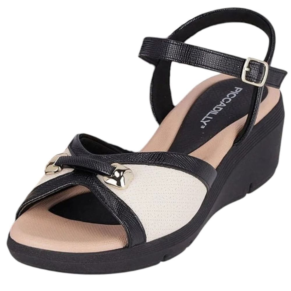 Sandália Feminina Anabela Baixa Casual Conforto Piccadilly