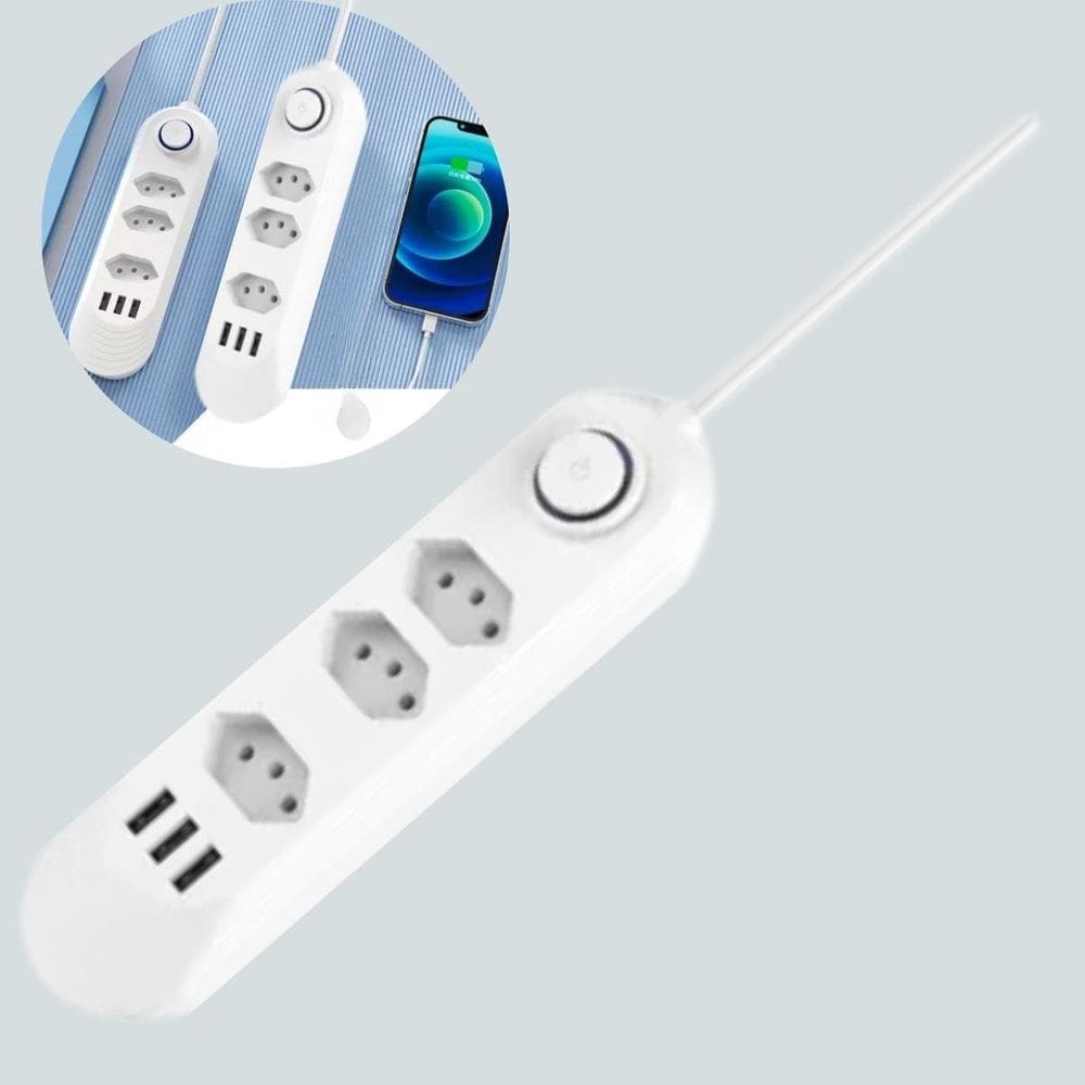 Extensão Elétrica 3 Tomadas Usb