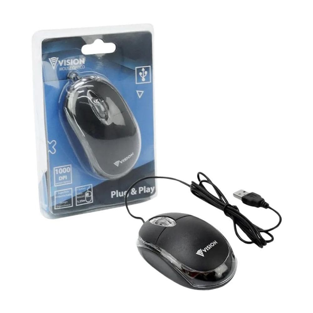 Mouse Óptico Cabo Usb Sensor Design Ergonômico Retrátil