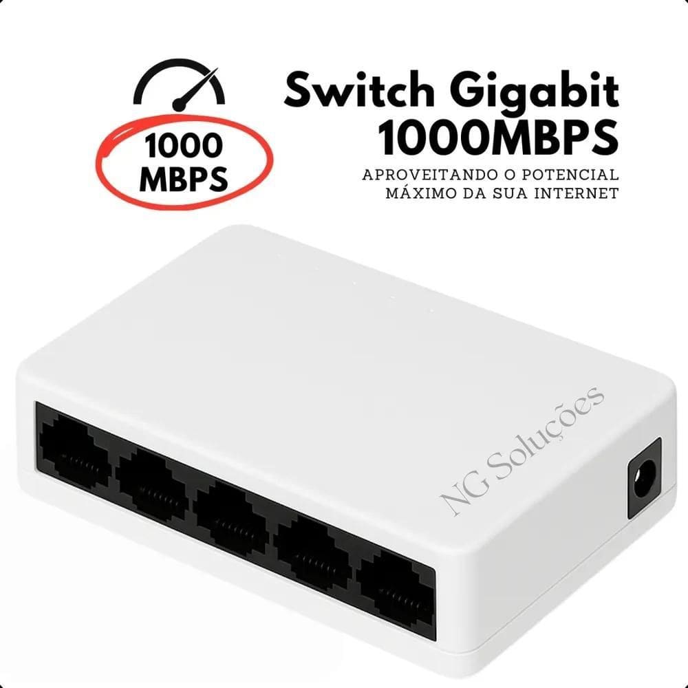 2X Switch 5 Portas Gigabit Hub De Rede 10/100/1000 Mbps Gbps