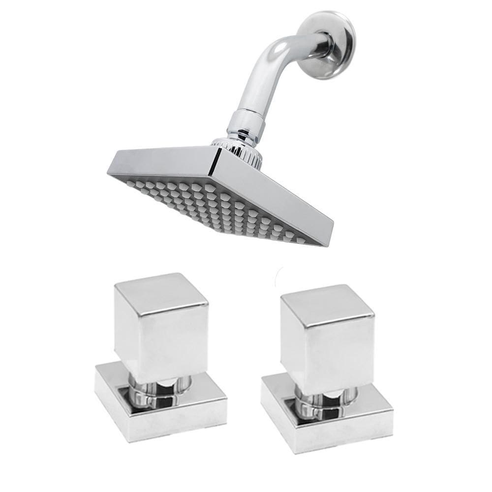 Kit Chuveiro Ducha Cromado + 2 Acabamentos Registro Luxo