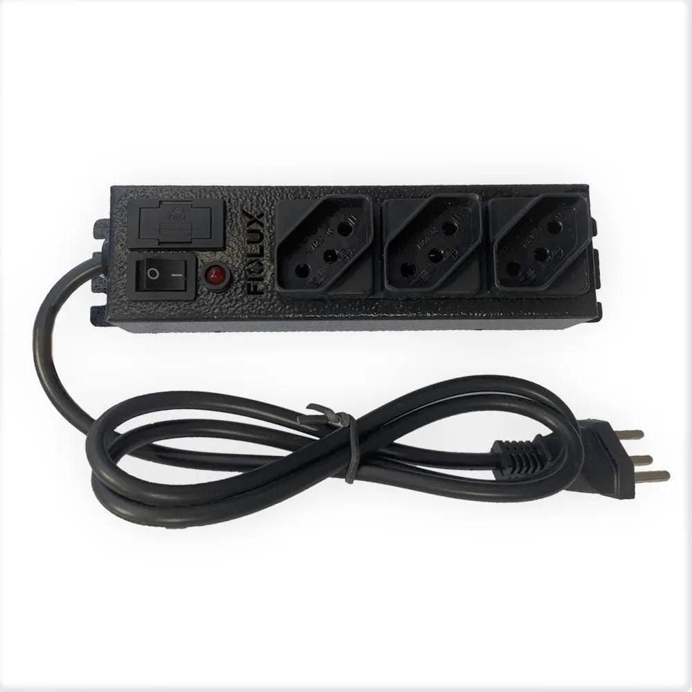 2X Filtro De Linha 3 Tomadas Metálico Fiolux +