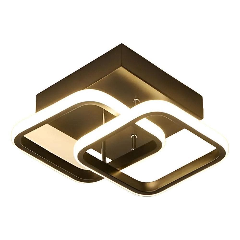 Plafon Luminária Led Moderno Duplo Quadrado De Emb Preto