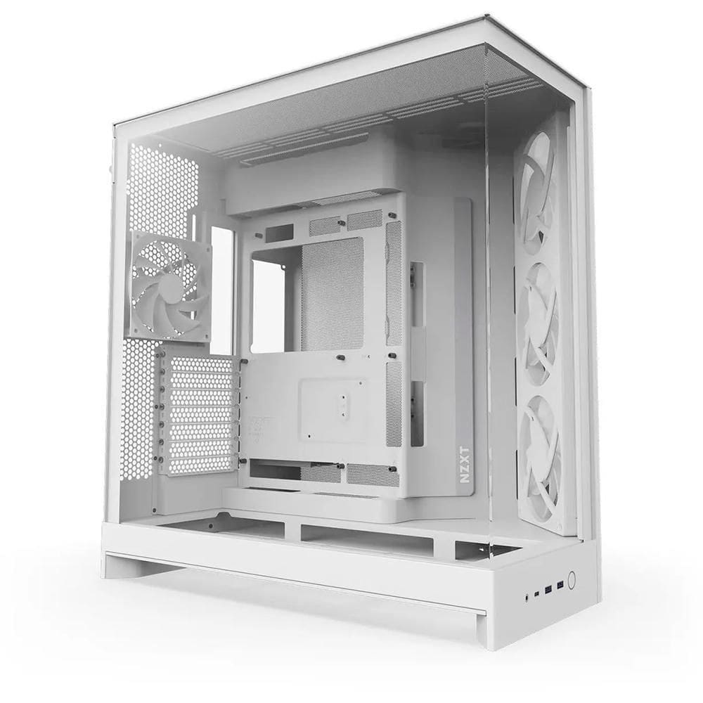 Gabinete Gamer Nzxt H9 Flow Rgb Frente Diagonal 4 Fan Branco