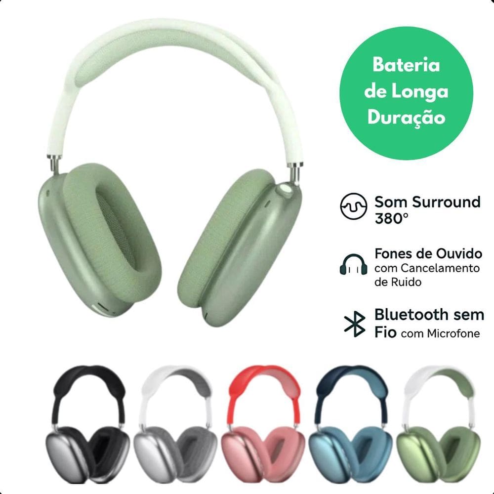 Fone De Ouvido Bluetooth P9 Air Extra Bass Som Claro