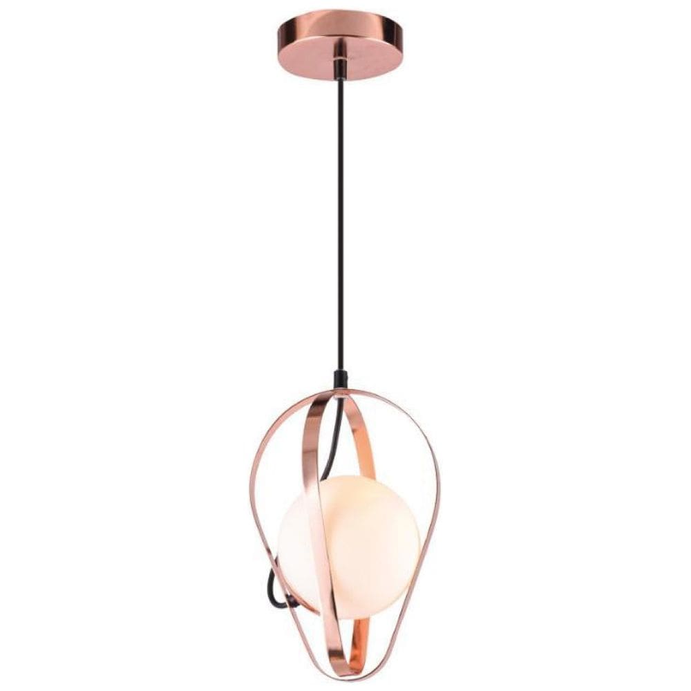 Lustre Pendente Orluce Globe Drop Opalino Rose Gold E27 Bivo