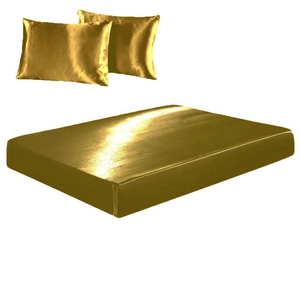 Jogo De Lençol Casal King Cetim Seda Cobre Brilho 3 Peças