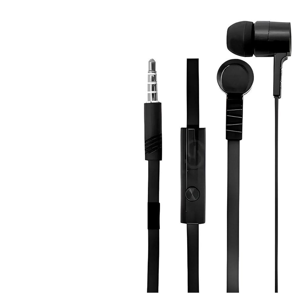 Fone Intra-Auricular Preto Com Microfone Anti-Ruído 3.5Mm