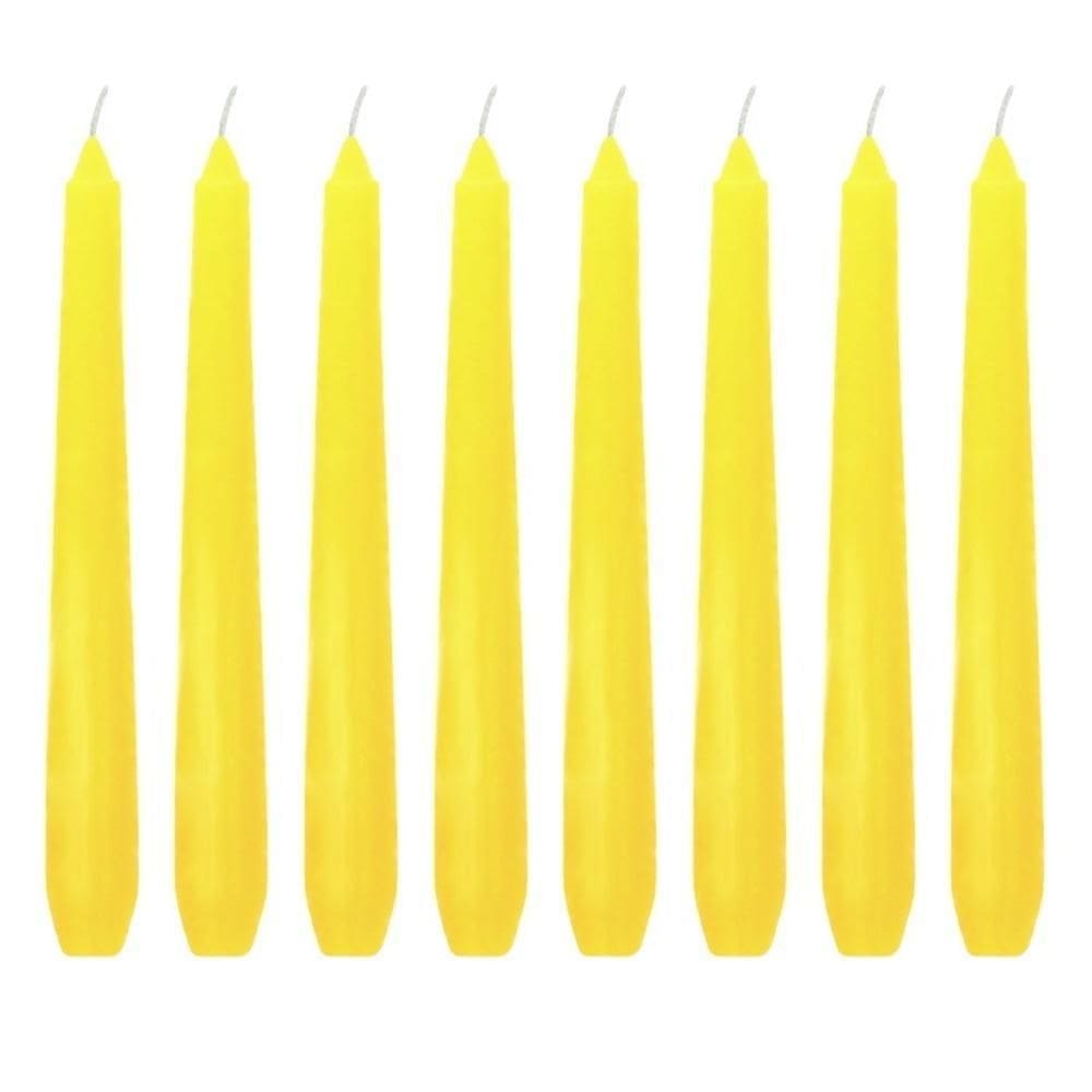 Kit 10 Velas Castiçal Amarelo Lisa 20 Cm Castiçal Candelabro
