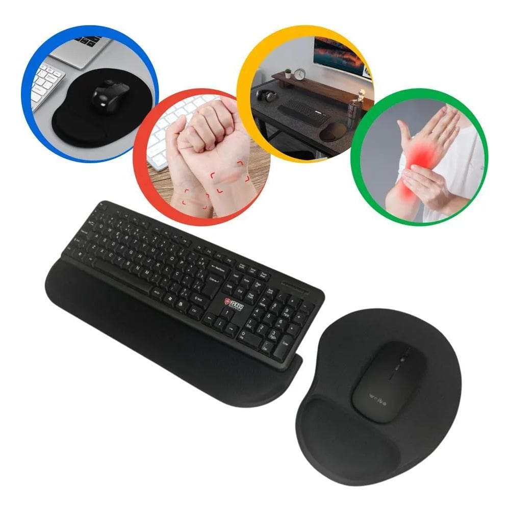 2X Kit Mouse Pad Ergonômico + Apoio Ergonômico Teclado