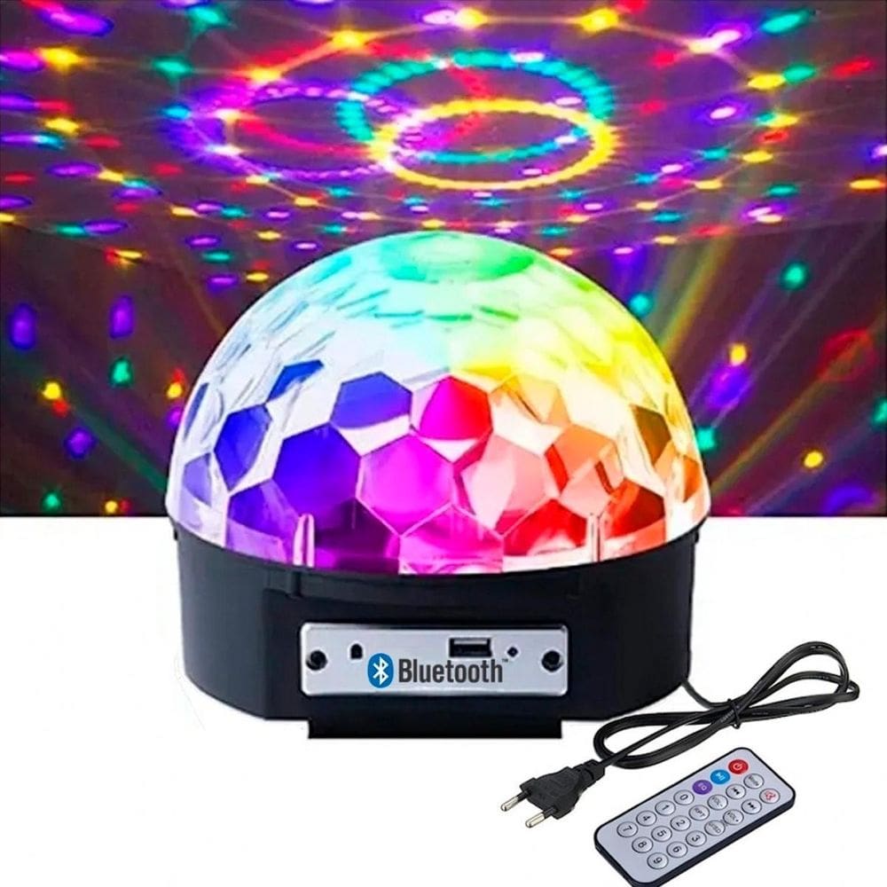 Bola De Balada Iluminação Festa Colorida Giratória Usb