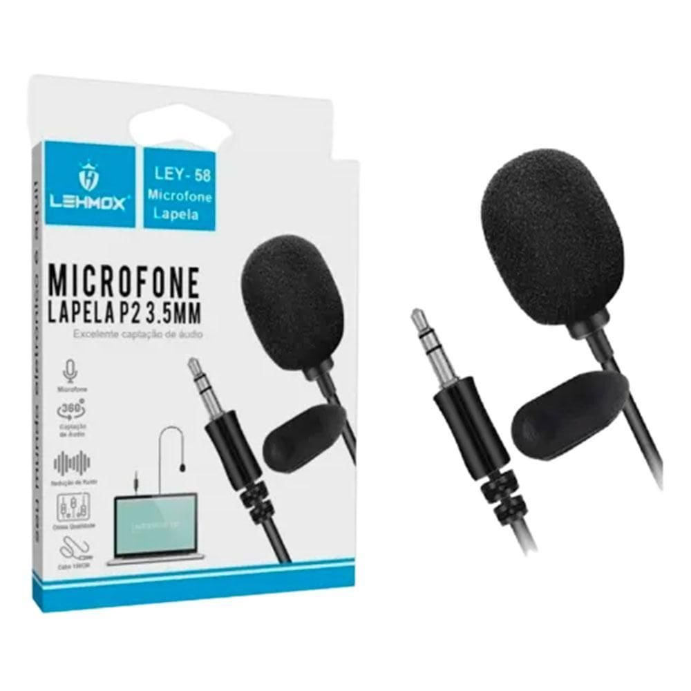 Microfone Lapela Celular Smartphone Estéreo Lehmox Ley-58