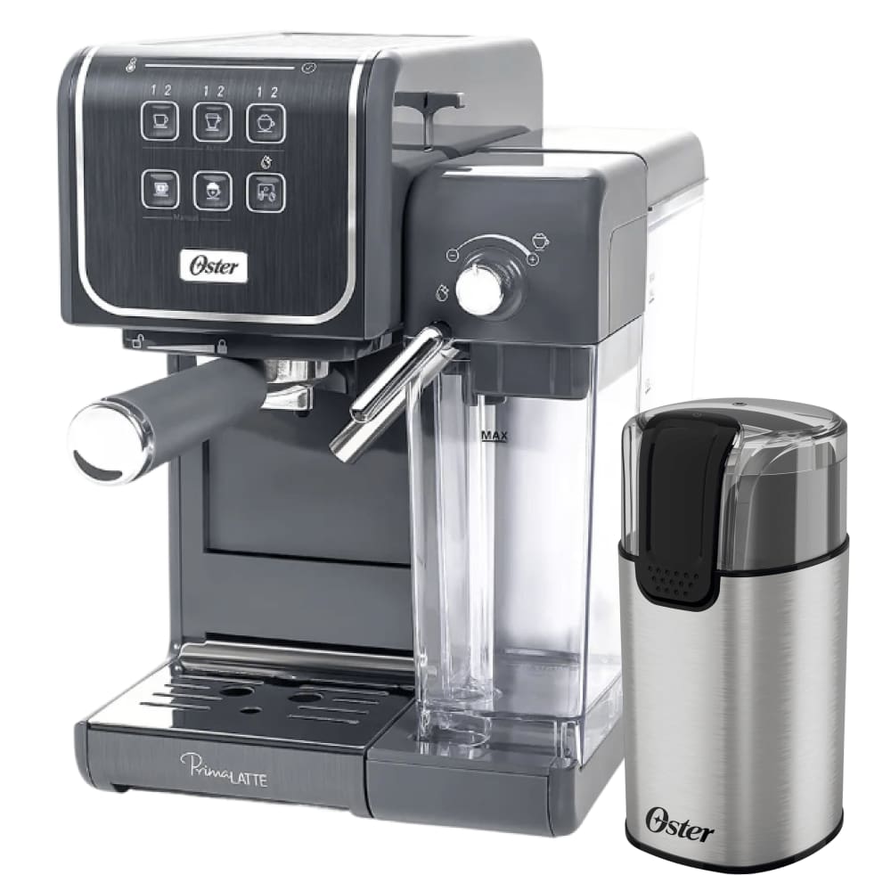 Kit Cafeteira PrimaLatte Touch e Moedor de Café Elétrico Oster
