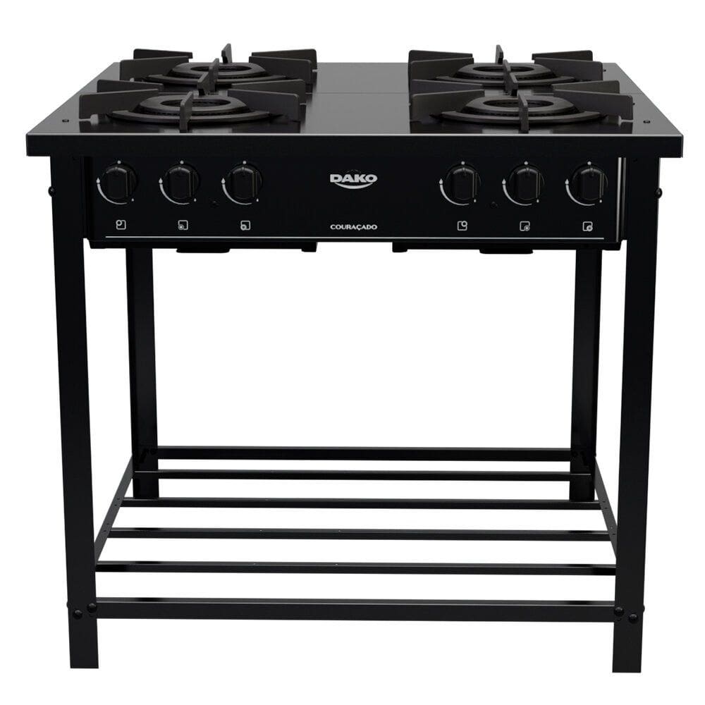 Fogao Industrial 4 Bocas Dako Couracado, Dupla Chama