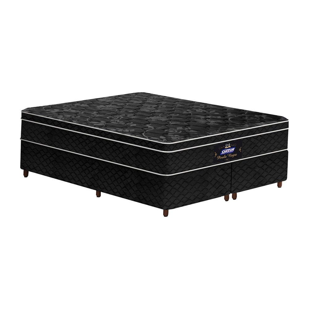 Conjunto Cama Box Queen de Molas Gazin Perola Negra 158x198
