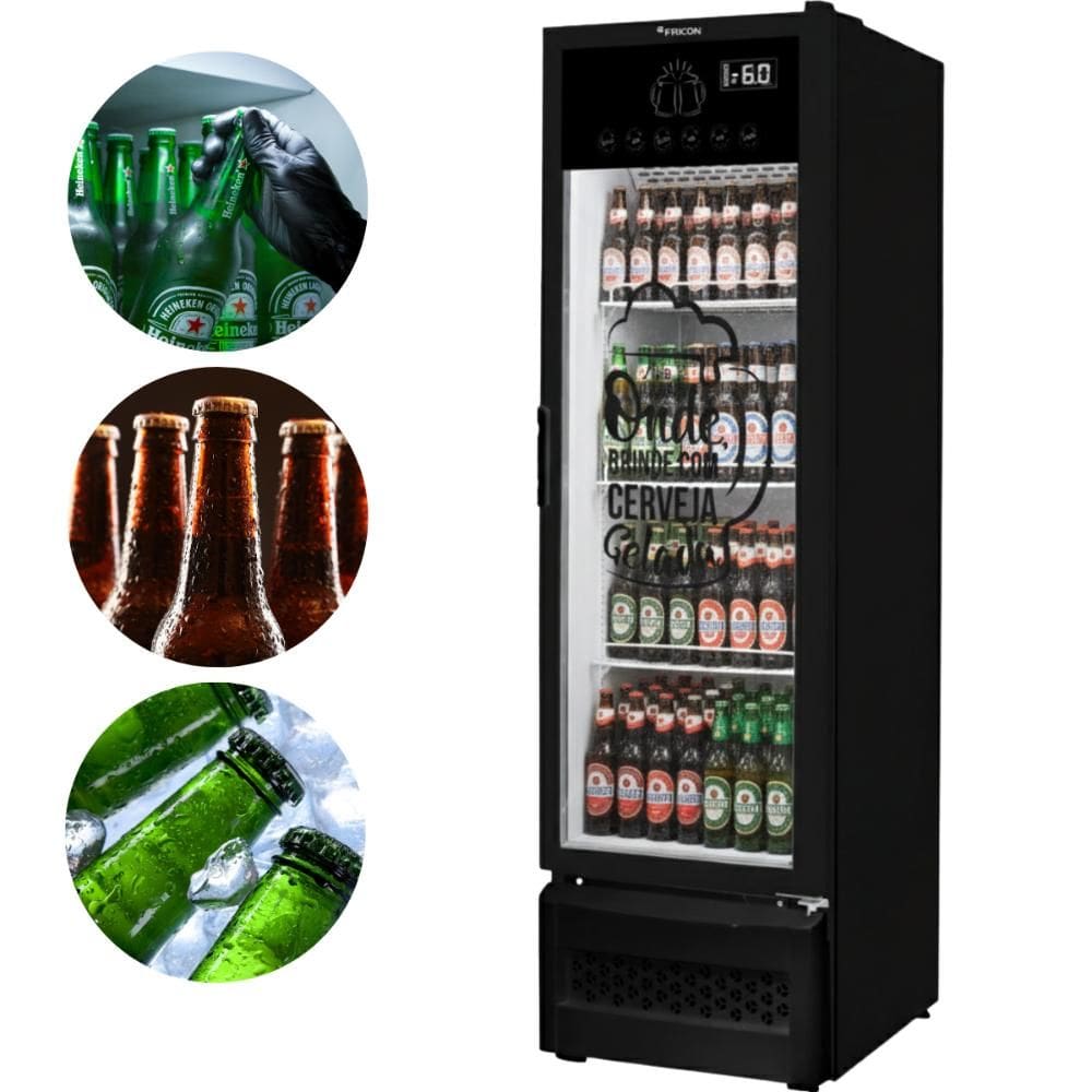 Cervejeira Vertical Frost Free 284 Litros Porta de Vidro Adesivada VCFC284V Fricon