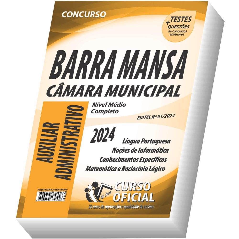 Apostila Câmara De Barra Mansa Rj - Auxiliar Administrativo