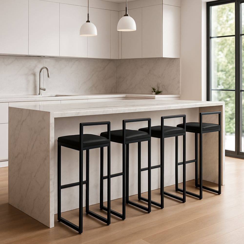 Kit 4 Banqueta Alta Ferro Cozinha Corino Bancada Gourmet