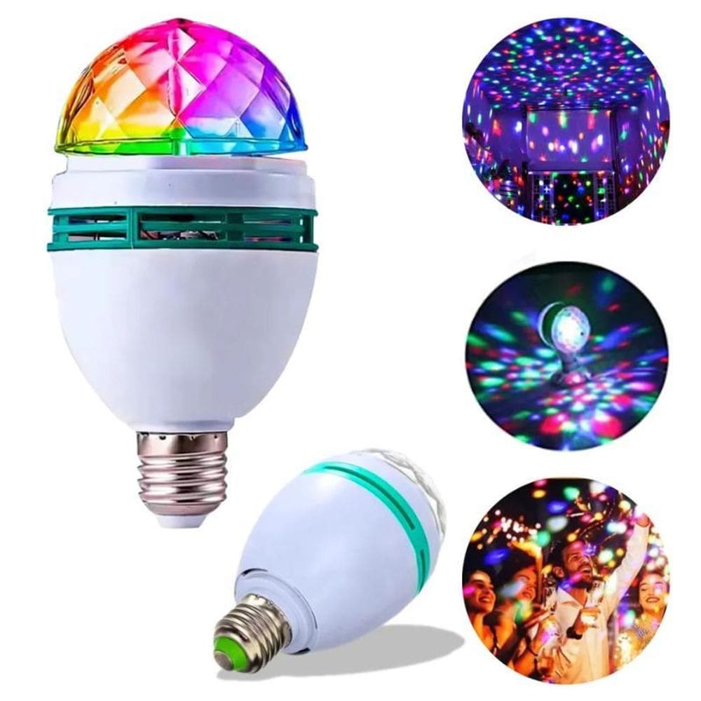 Lâmpada Rgb Led Colorido Globo Giratória Luz Festa Balada