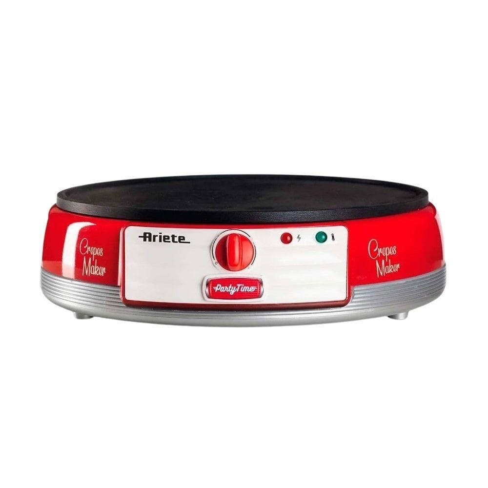 Máquina De Crepe Elétrica Ariete Party Time Retrô Vermelha 1100w - Antiaderente E Compacta 220V