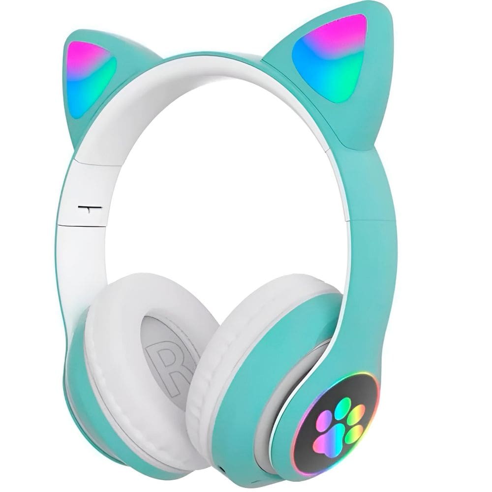 Fone Headset Bluetooth Colorido Led Sem Fio Gatinho