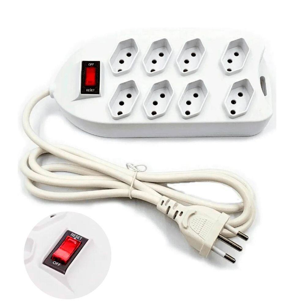 Régua De Tomadas 8 Saídas Ideal Para Uso Doméstico