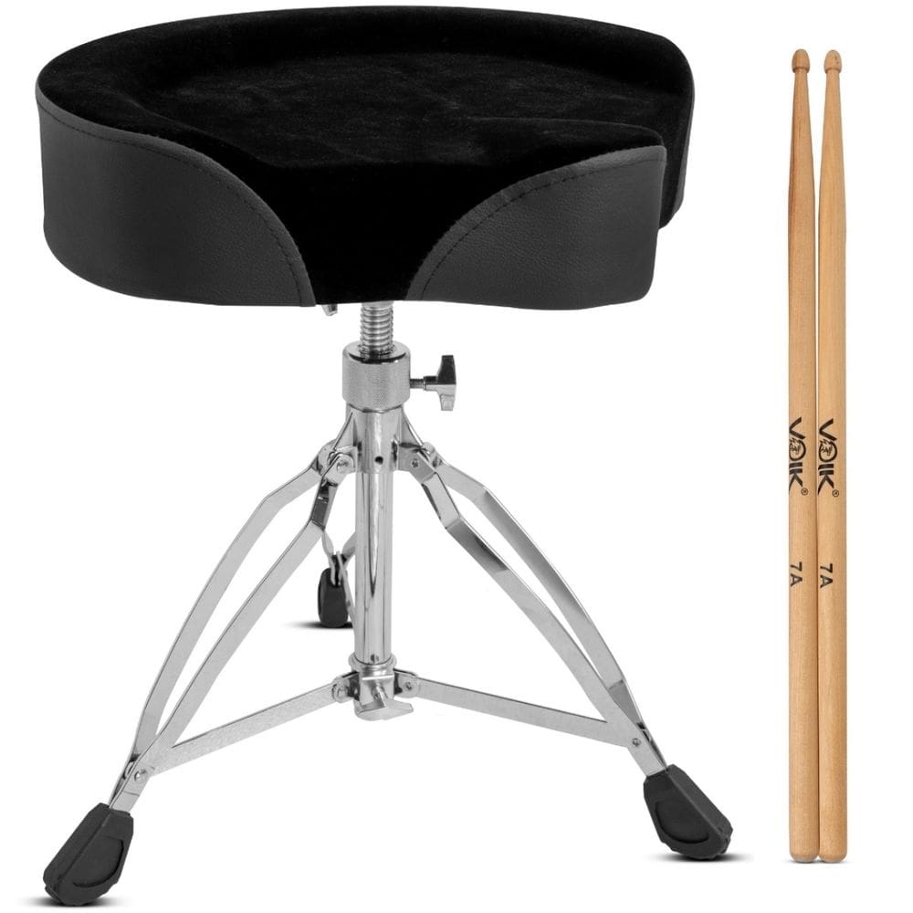 Banco de Bateria Voik B-1400 Regulável Preto + Baquetas 7A