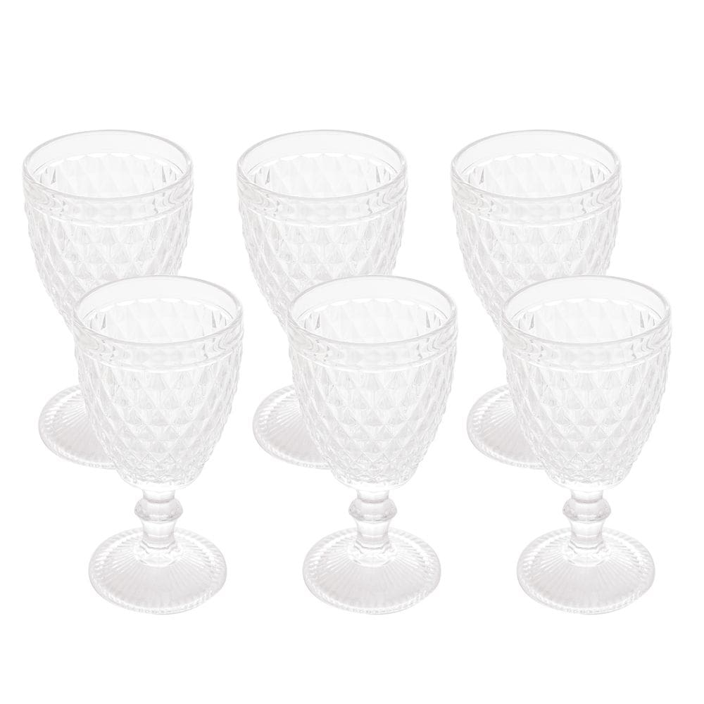 Cj 6 Taças de Vidro P/Água Bico de Abacaxi Transparente 325ml Lyor