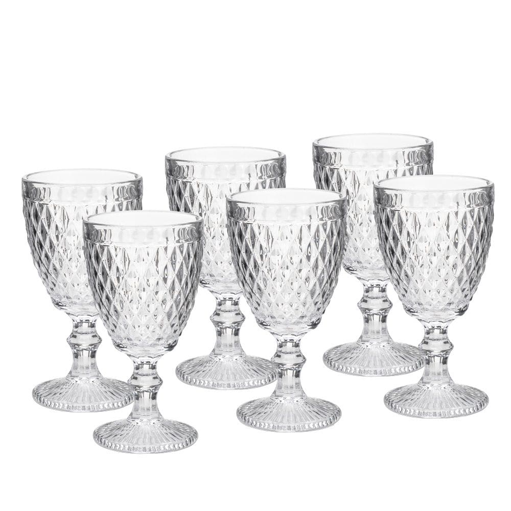 Cj 6 Taças de Vidro P/ Vinho Bico de Abacaxi Transparente 265ml Lyor