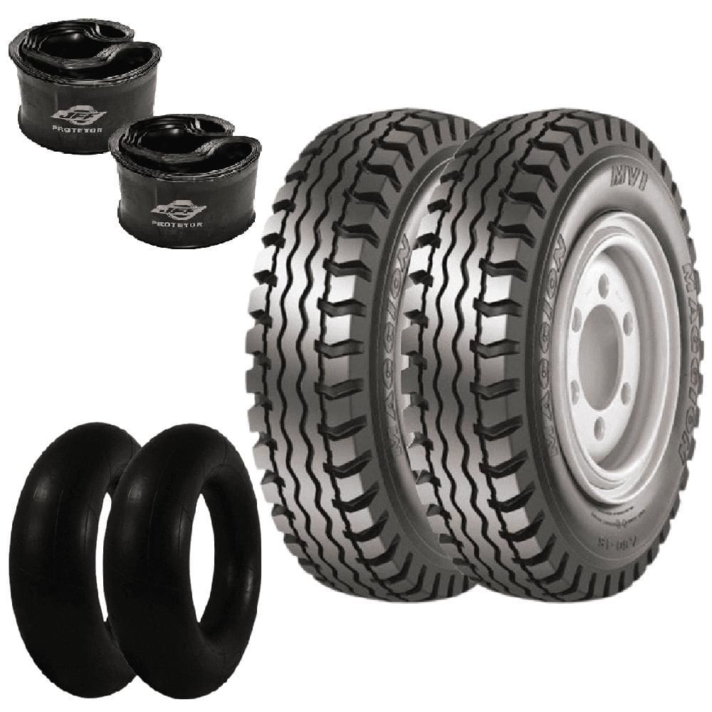 Kit 2 Pneus 600-9 Mvi 10l Maggion + Camaras + Protetores