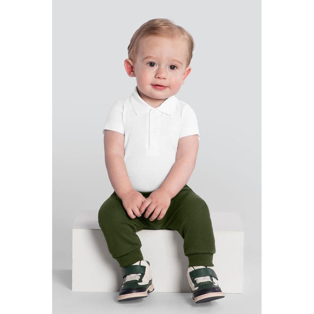 Body polo bebê menino em meia malha Brandili-Branco