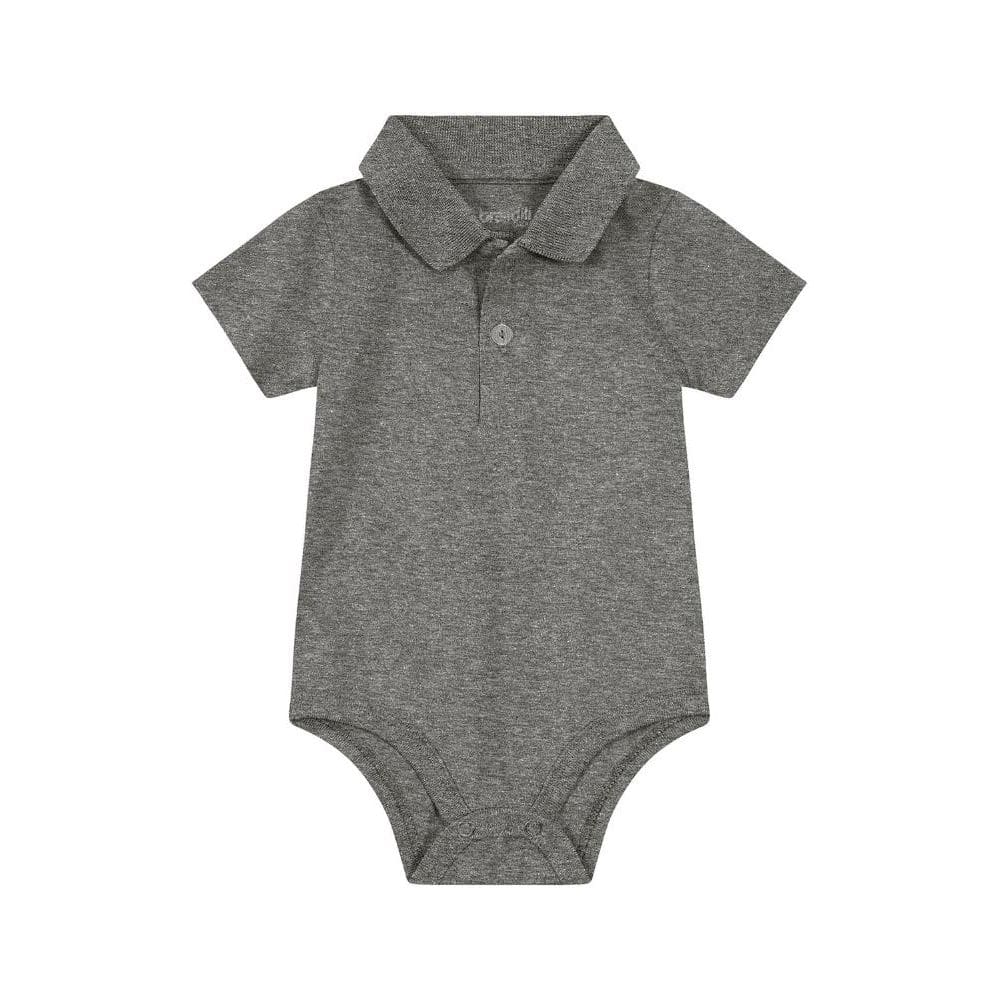 Body polo bebê menino em meia malha Brandili-CINZA