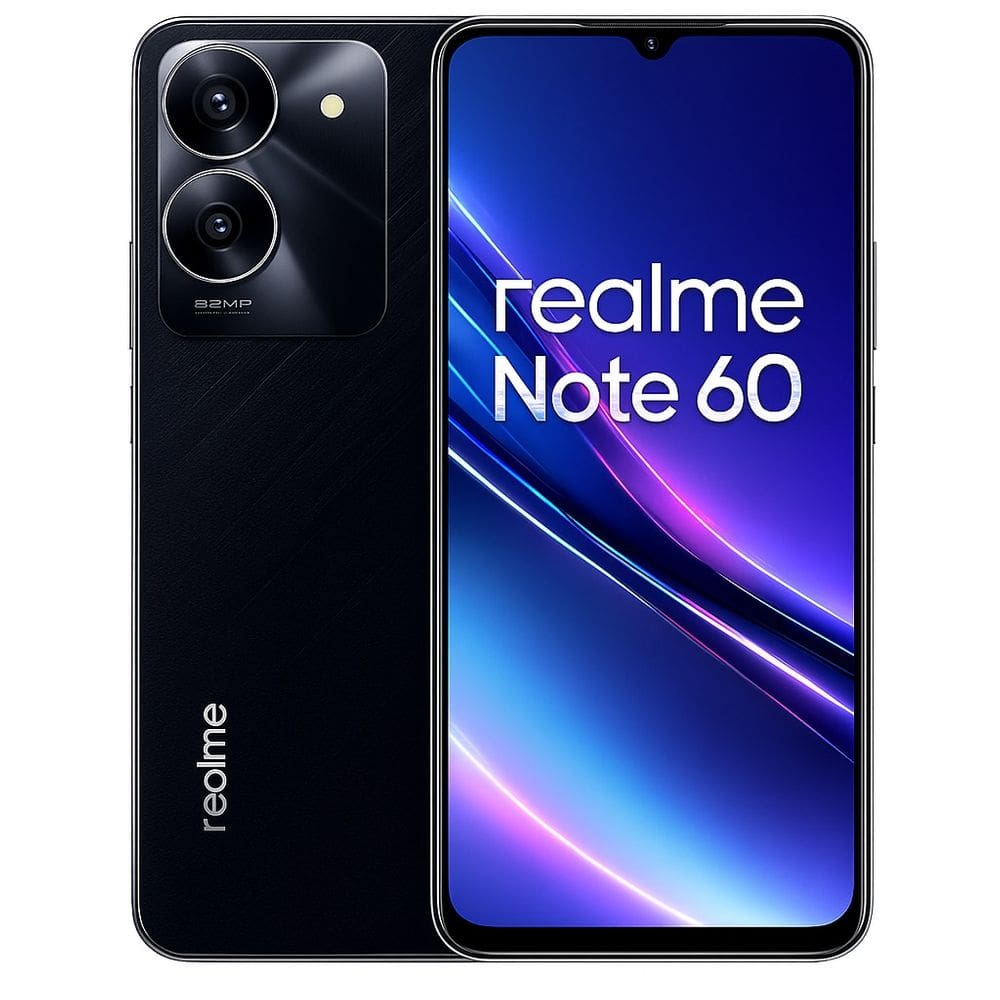 Smartphone Celular Realme Note 60, 128GB, 4GB RAM, Tela 6,78, Câmera 50MP, Bateria 5000mAh, Android 14, Dual SIM, Preto