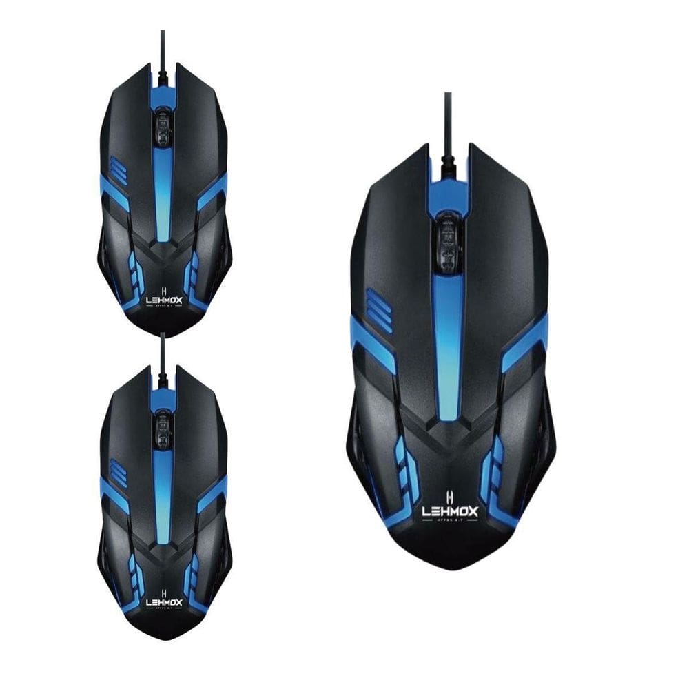 Kit 3 Mouse Gamer Com Fio Usb Lehmox Led Rgb Design Ergonômi