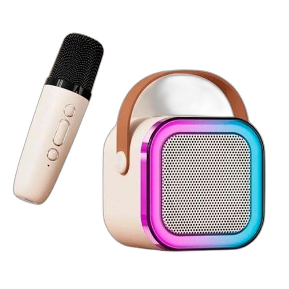 Caixa Som Karaokê Led Rgb Bluetooth Microfone Sem Fio