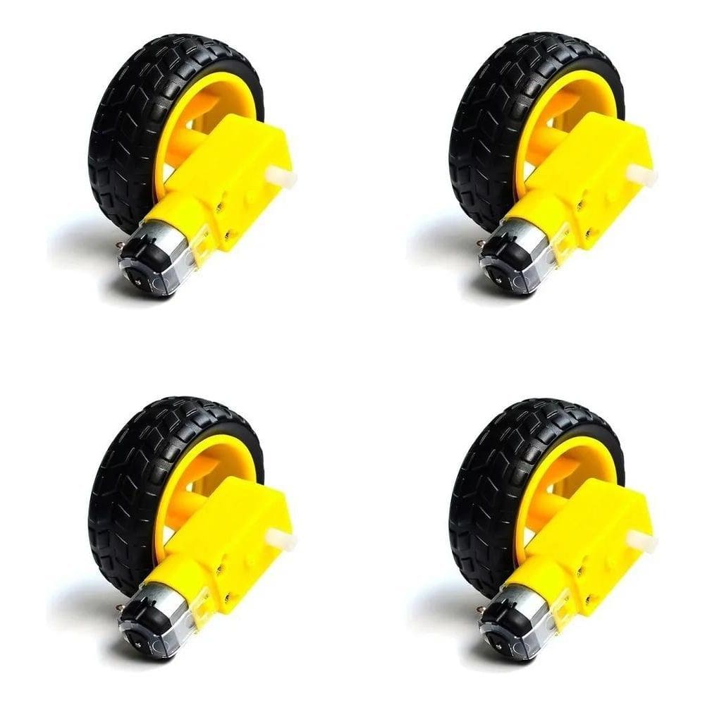 2X 04 - Roda Pneu Motor Dc 3 A 6V Robótica Arduino Carro