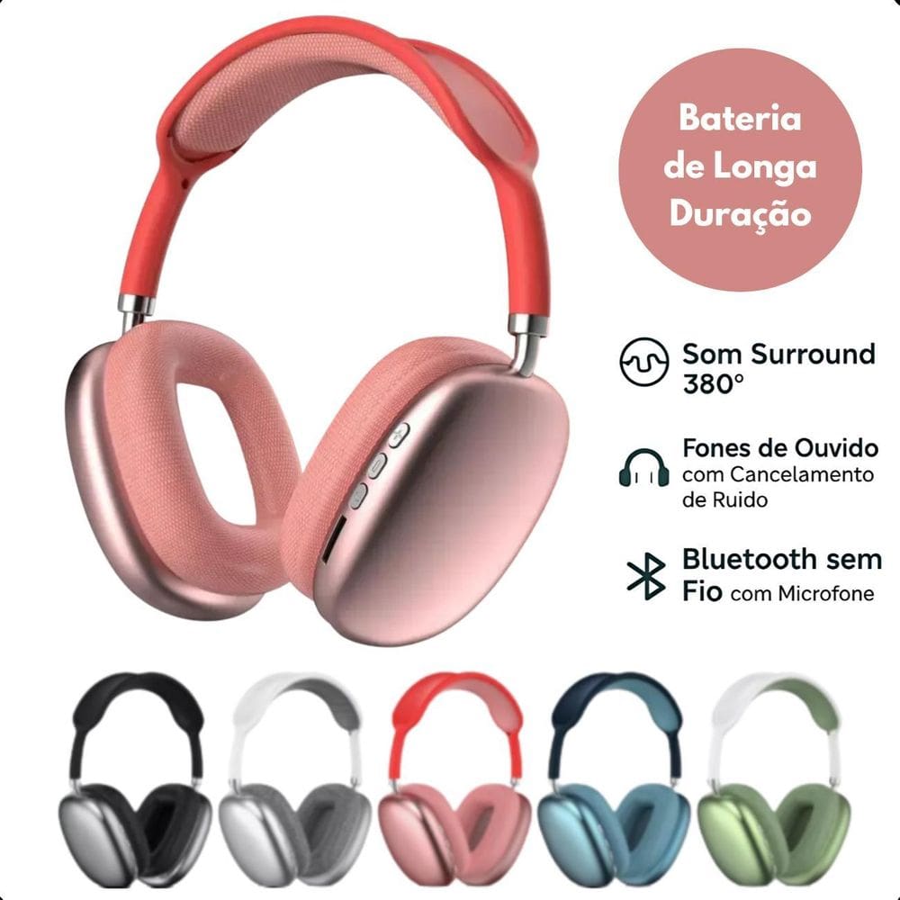 Fone De Ouvido Bluetooth P9 Wireless Extra Bass Premium