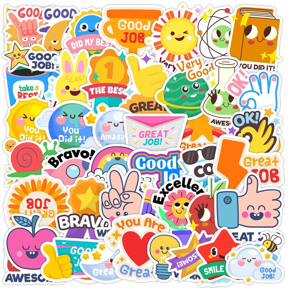 Pacote de adesivos Reward, adesivos fofos de vinil de desenho animado, 50 unidades