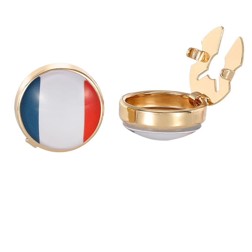 Abotoaduras, bandeira francesa para homens, liga banhada a ouro de 1,7 cm