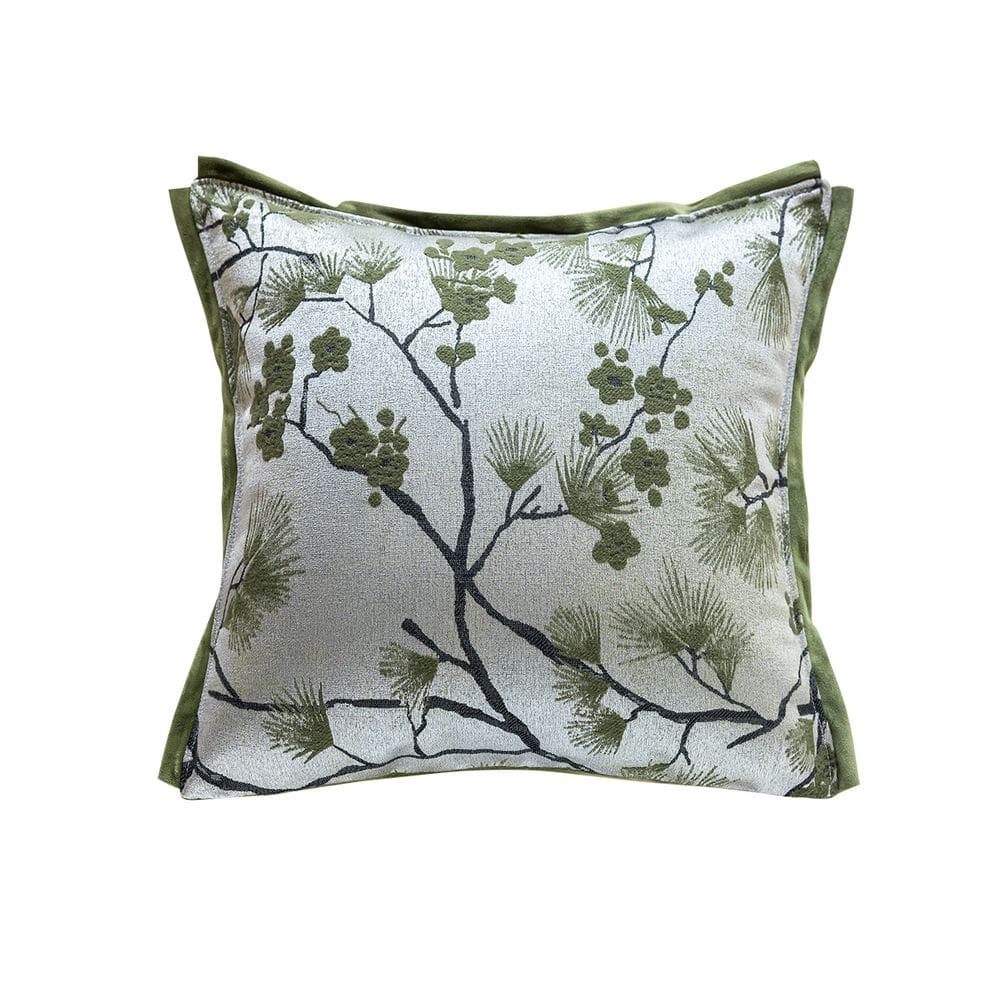 Capa de almofada em estilo chinês moderno, pinheiro verde, 45x45cm