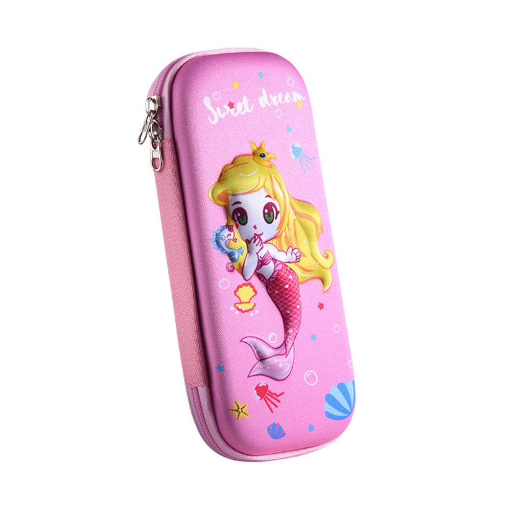 Estojo de lápis 3D EVA Cartoon Mermaid impermeável para crianças