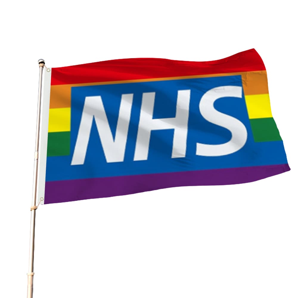 Bandeira NHS Rainbow 150x90cm de poliéster para eventos de saúde