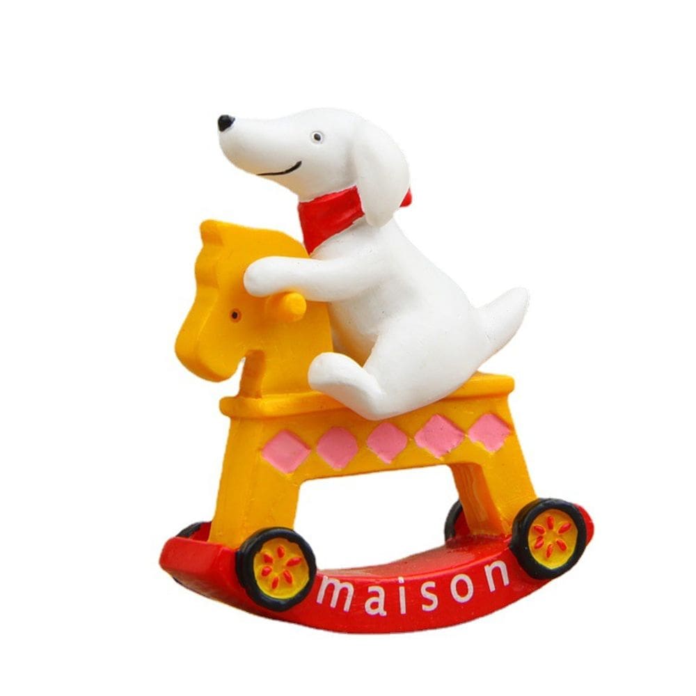 Escultura de jardim Cachorro fofo em resina de cavalo de balanço 4,8 × 5,6 cm
