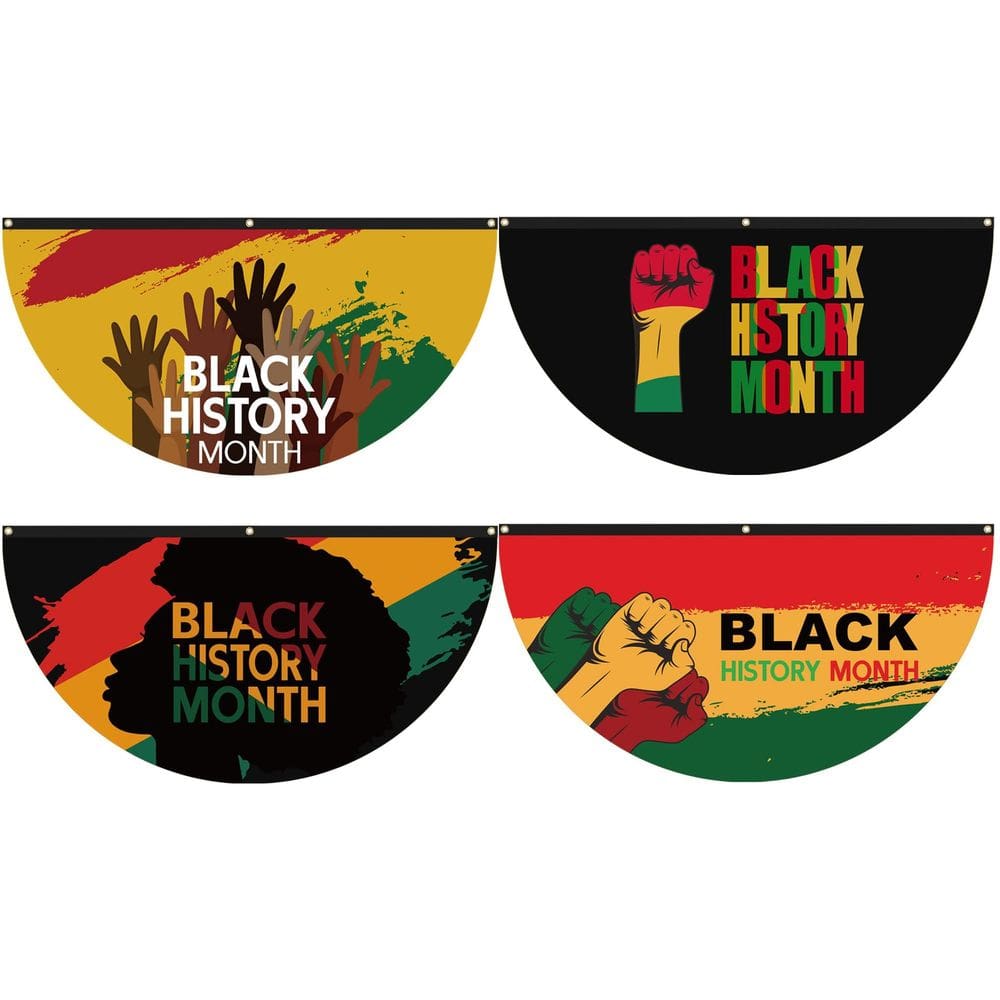 Conjunto de bandeiras Bunting, mês da história negra, 45x90cm, 4 peças de poliéster